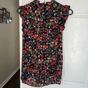 LOFT Black and Red Floral Top